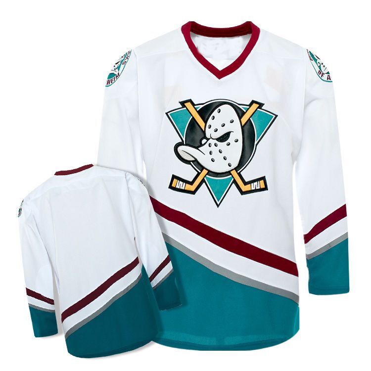 Men's Anaheim Ducks White/Blue Line Blank Jersey